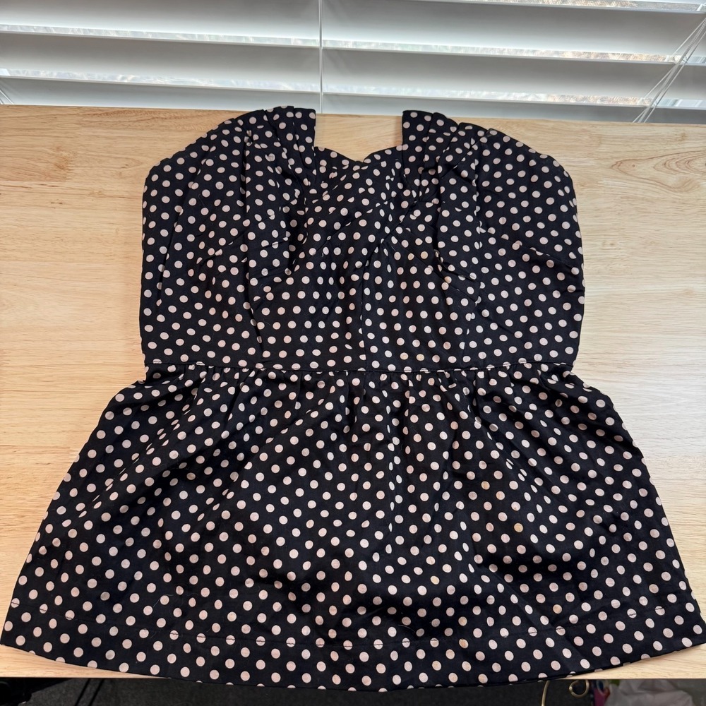 Anthropologie Odille Strapless Corset Top Women's Black Polka Dot Pleated‎ - 2